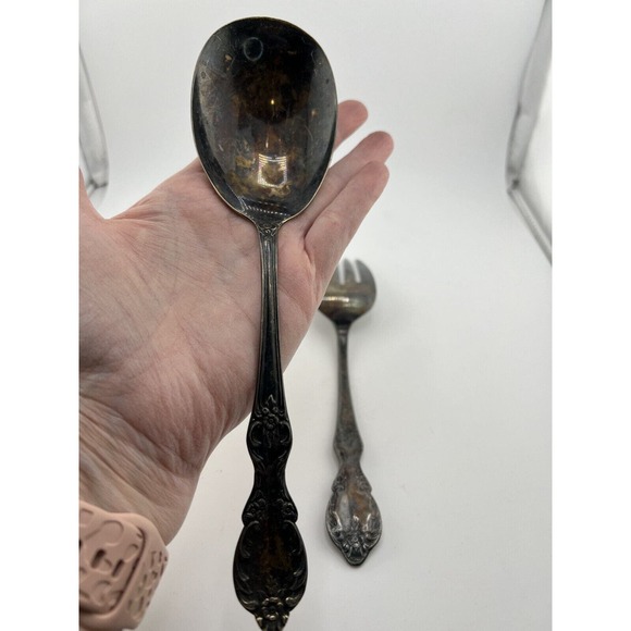 Vintage WM Rogers MFG Co. Extra Plate Silverplated Fork & Spoon - Lot of 2 - Picture 7 of 8